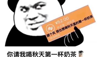 秋天的第一杯奶茶表情包